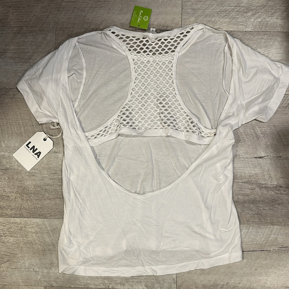 LNA White Mesh Detail Women's Top